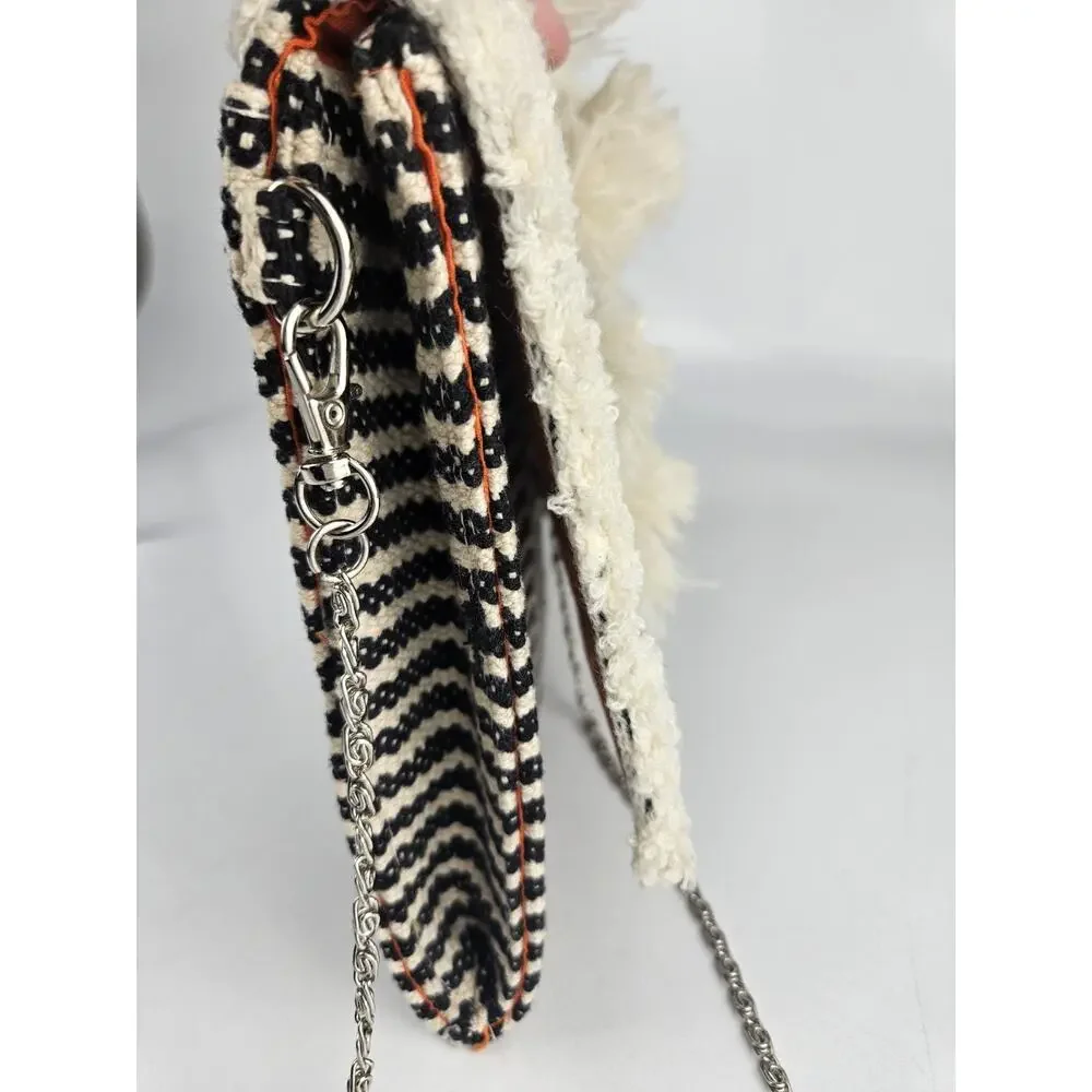 Luisetta Southwest Boho‎ clutch Shoulder Bag w/Strap Orange Black and Cream
